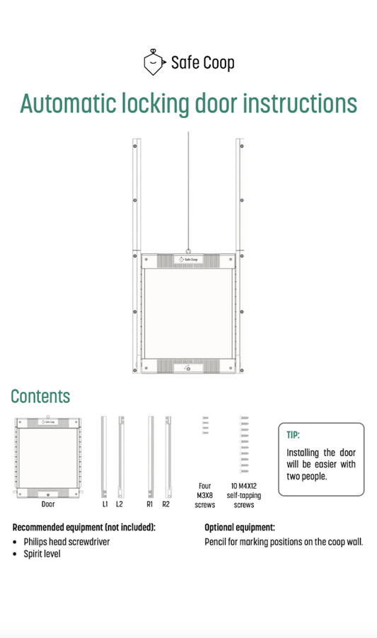 Safe Coop® automatic locking door instructions.